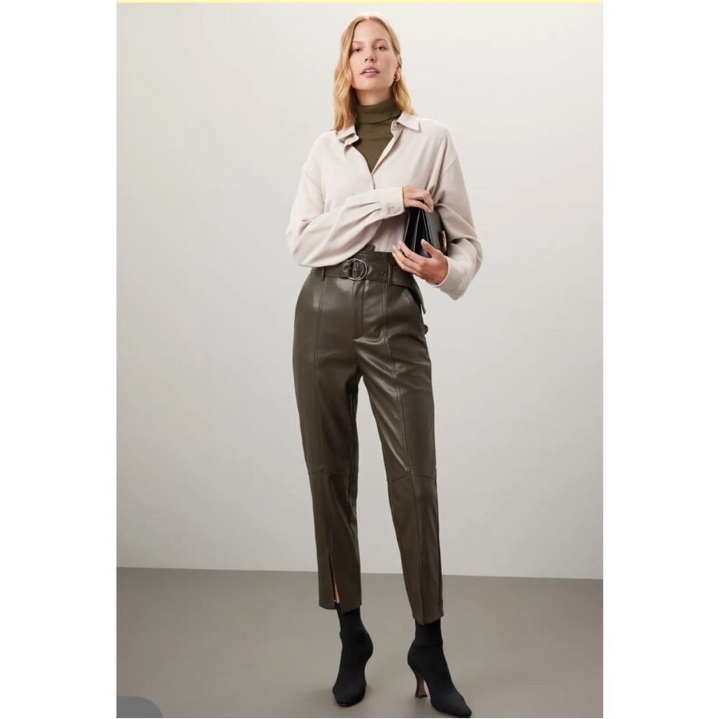 Marissa Webb X Rtr Olive Split Hem Pants, Size: 4